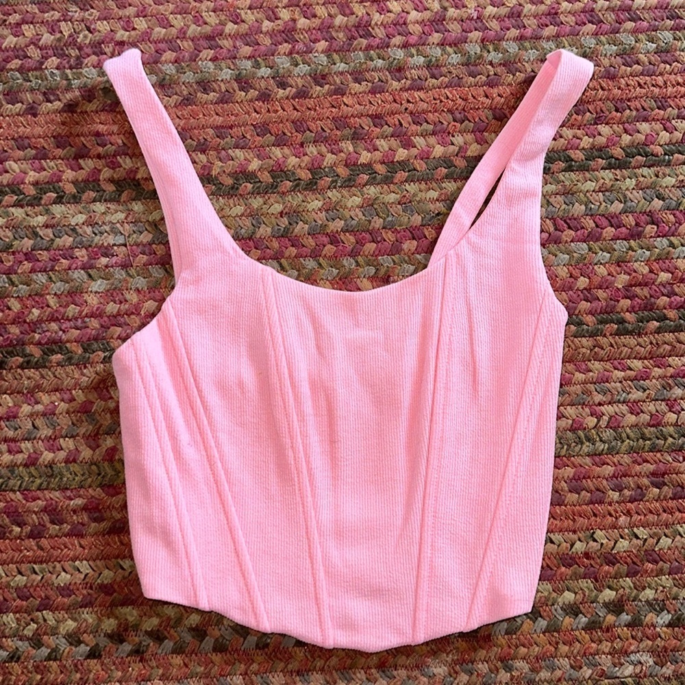 RUMOURS PRINCESS PINK RIBBED CORSET TOP